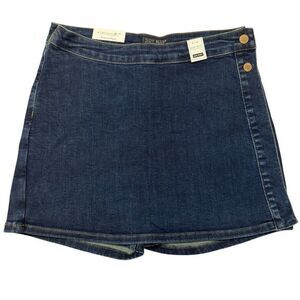 NWT Judy Blue Women's Size LARGE Blue High Waist Skort Stretch Dark Wash Denim